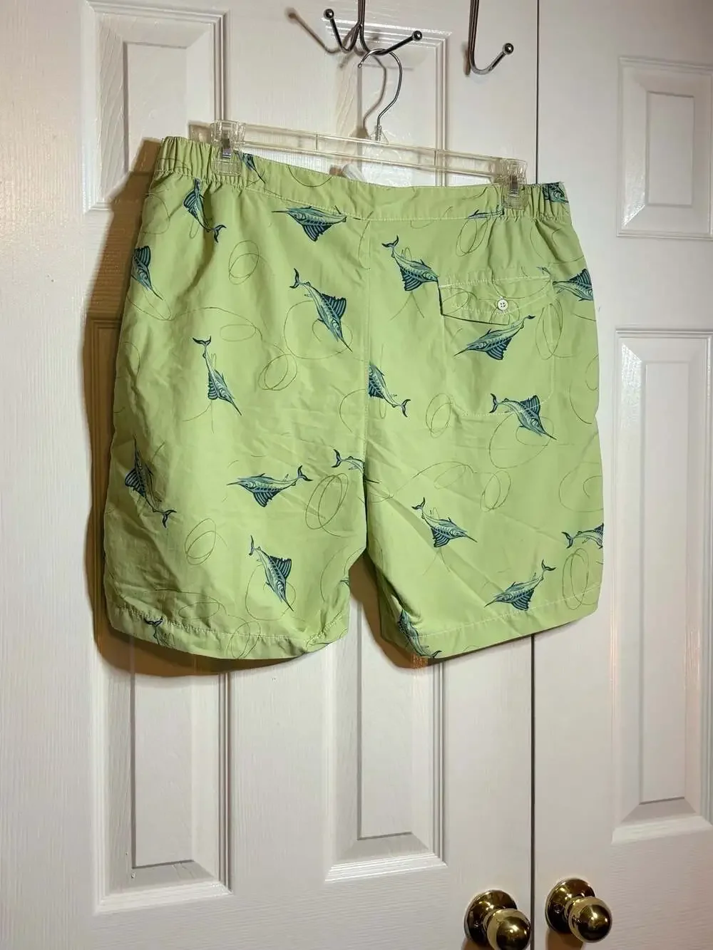 Tommy Bahama Swordfish Print Green Swim Trunks #1260
